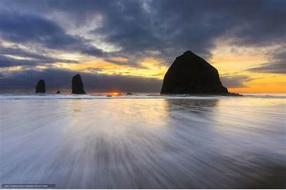 Oregon Coast Beach Desktop Ocean Sunset Cannon