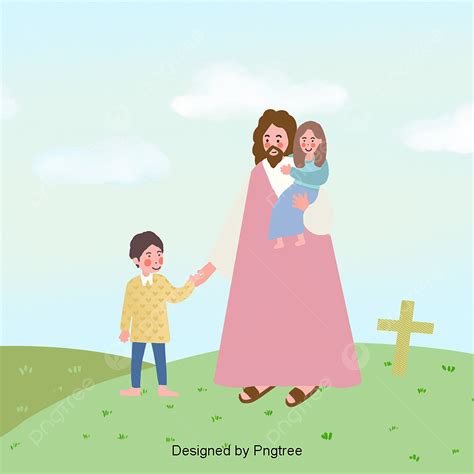 イエス・キリストと子供のイラストの背景イラスト画像とpsdフリー素材透過の無料ダウンロード Pngtree