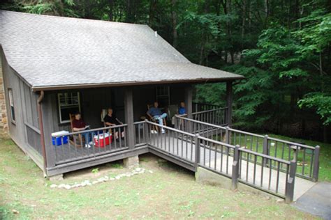 Roan creek campground features rustic cabins which are available to rent for the weekend or week. One of the rental Cabins at Roan Mountain State park ...