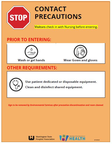 Isolation Precautions Signage Contact Eg Mrsa Washington State