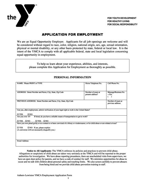 Downloadable Job Application Template