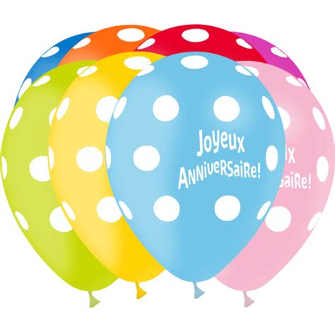 8 Ballons HG112 Joyeux Anniversaire Pois Assortiment PMS Abc PMS