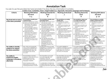 Rubric For Marking Annotating Argument Assessment Esl Worksheet By