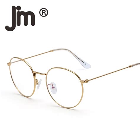 Jm Retro Round Lightweight Rx Able Glasses Metal Circle Optical Gold
