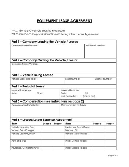 24 Free Equipment Rental Agreement Forms Templates
