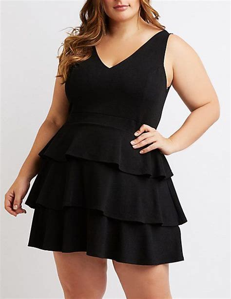 Plus Size V Neck Ruffled Tiered Dress Tiered Dress Dresses Black Dress