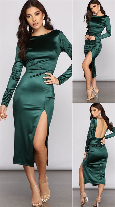 Nora Satin Open Back Midi Dress Vika Star Hot Sale Cute Dresses