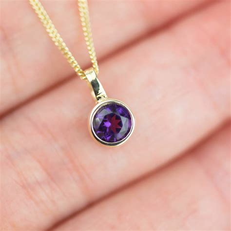 Amethyst February Birthstone Gold Solitaire Pendant By Alison Moore