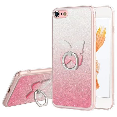 Iphone 6s Case Iphone 6 Case With Butterfly Ring Stand Bling Glitter Clear Designer Case For