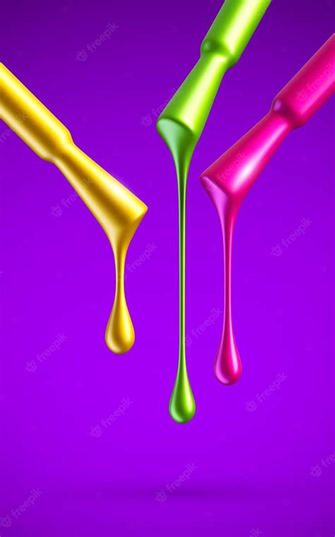 Premium Photo Colorful Nail Polish Dripping From Brushes