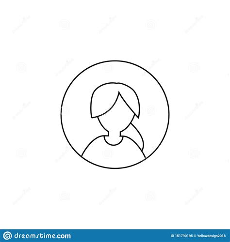 Outline Female Avatar Icon Woman Symbol Simple Vector Stock