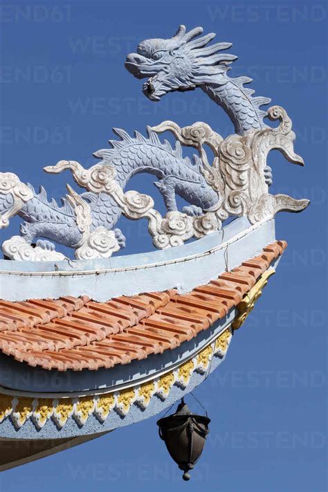 Asian Temple Dragon Roof Huynh Dao Buddhist Temple Chau Doc Vietnam