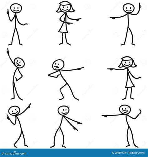 Stickman Stick Figure Pointing Showing Directions Stock Vector