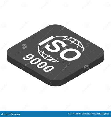 Iso 9000 Isometric Icon Standard Quality Symbol Vector Button Sign