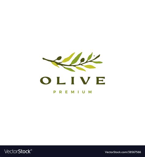 Olive Branch Leaf Logo Icon Royalty Free Vector Image