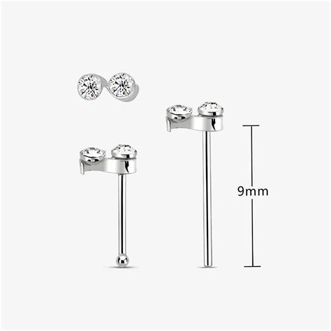 Two Stone Silver Crystal Nose Stud Wholesale925silver