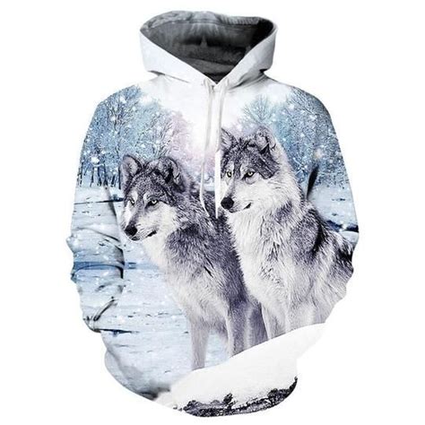 New Fashion Wolf Hoodies Menwomen 3d Sweatshirts Print Double Wolf Th