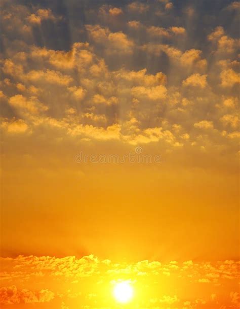 Cloudy Sky And Bright Sun Rise Over The Horizon Stock Photo Image Of