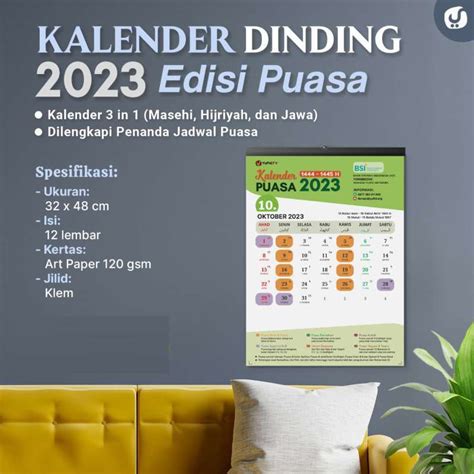 Promo Kalender Dinding Masehi Hijriyah Jawa Edisi Puasa Yufid 2023