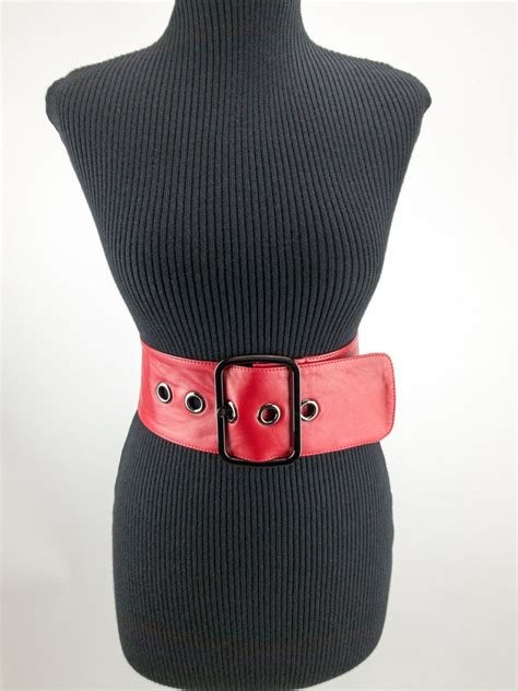 Red Leather Corset Belt Wide 10 Cm 4 Inch Women Belt Etsy