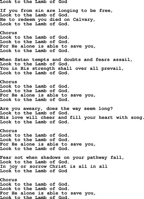 Baptist Hymnal Christian Song Look To The Lamb Of God Lyrics With