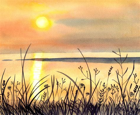 Watercolor Sunrise Diy Watercolor Painting Sunrise Painting