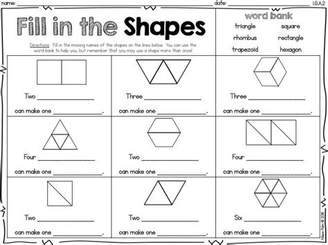 Worksheets On 2d Shapes For Grade 1 Free Math Printouts