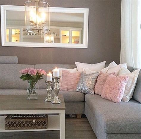 Grey Living Room Blush Accents Silver Accents Large Mirror Grey