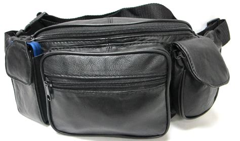 Genuine Leather Unisex Large Waist Fanny Pack With Two Cell Phone