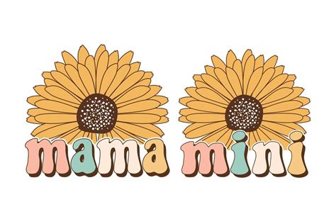 Mama Mini Mothers Day Retro Sublimation Flower Vector Design For T