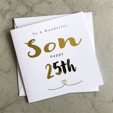 Son 25th Birthday Card 25th Birthday Son Card Birthday Etsy