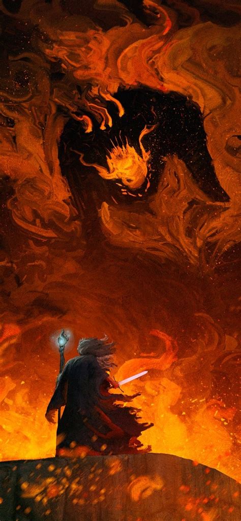 1242x2688 Resolution Balrog Vs Gandalf Lord Of The Rings Iphone Xs Max