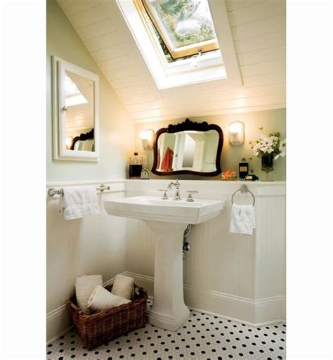 On the walls is a pretty birch tree. Attic ideas, In the attic and Bathroom sinks on Pinterest