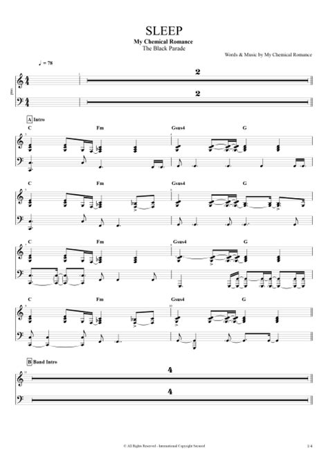 Sleep Tab By My Chemical Romance Guitar Pro Full Score Mysongbook