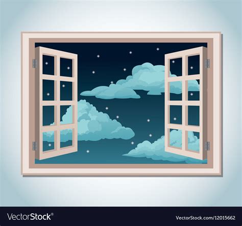 Room Window Night Sky Stars Clouds Royalty Free Vector Image