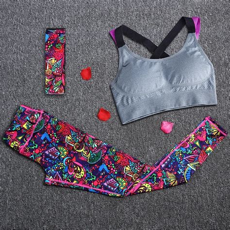 discount this month women yoga fitness sports sets gym workout sportswear 3pcs set tracksuits
