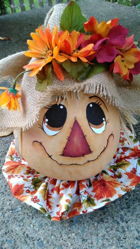 Scarecrow Hand Painted Scarecrow Painted Gourd Fall Decor Scarecrow