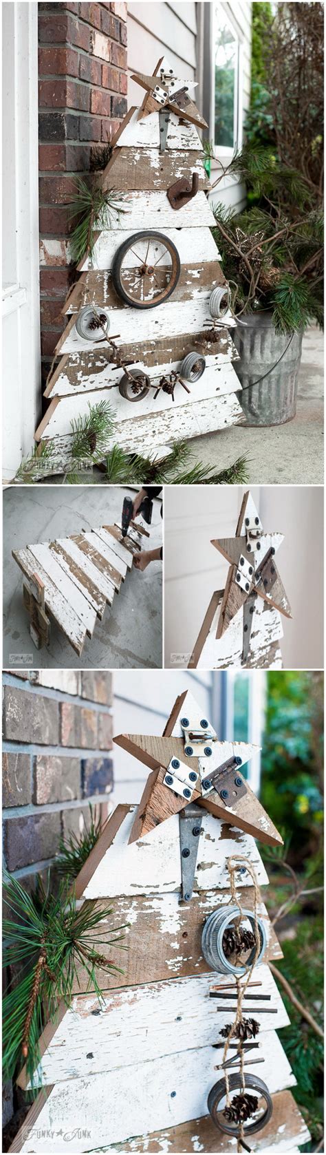 Front yard christmas wood tree decorations diy. 55+ Rustic Farmhouse Inspired DIY Christmas Decoration ...