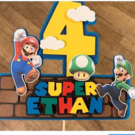 Mario Cake Topper Etsy In 2022 Super Mario Bros Birthday Party