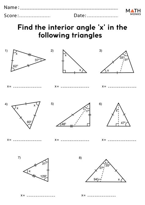 Angles In A Triangle Worksheets C