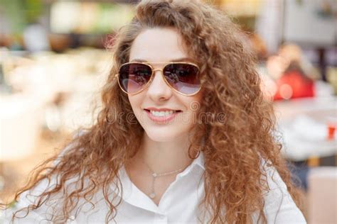 Positive Lovely Young Female Model With Curly Hair Positive Smile