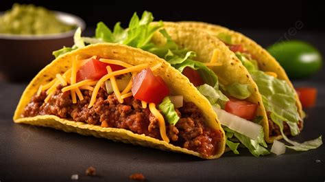 Two Tacos On A Table Background Taco Picture Background Image And