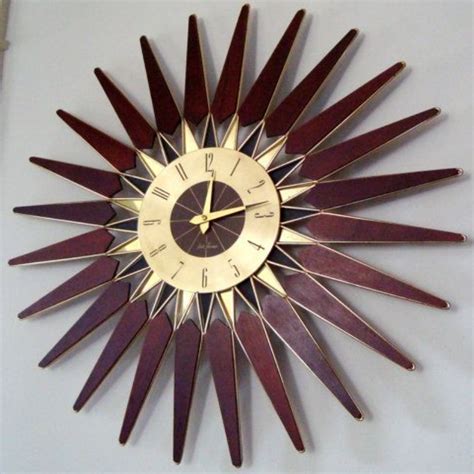 Sunburst Mid Century Clock Mid Century Mod Sunburst Clock