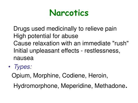 Narcotics Drugs Effects