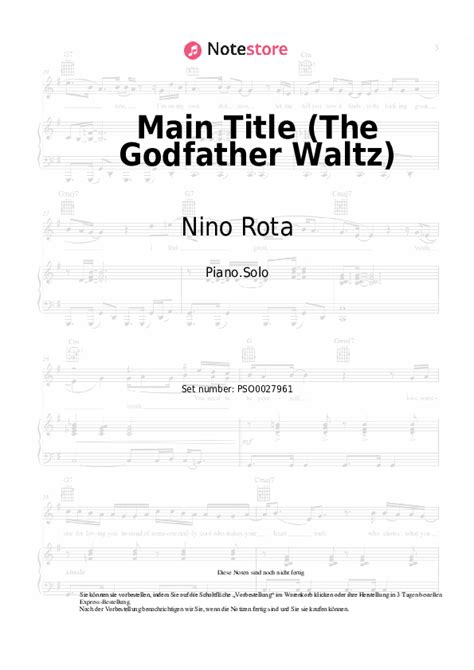 Nino Rota Main Title The Godfather Waltz Klaviernoten In Note Store