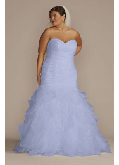 Ruffled Organza Plus Size Mermaid Wedding Dress Davids Bridal
