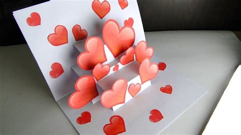 Diy Pop Up Card Heart Card For Valentines Day Diy Valentines Cards Valentines Day Crafts