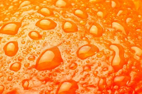 Ripe Orange Background Texture With Waterdrops Macro Studio Shot Stock