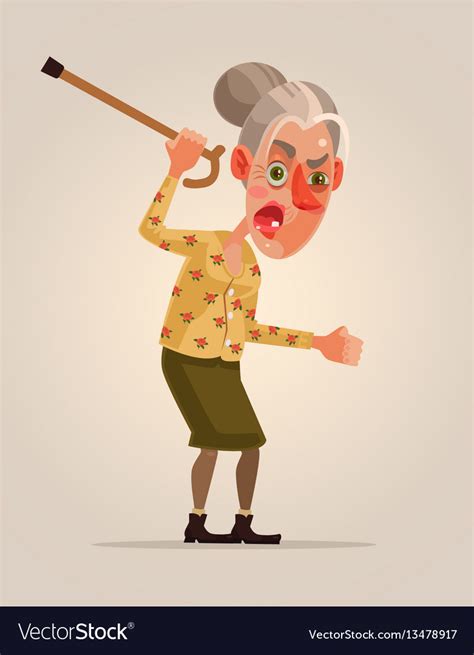 Angry Old Woman Character Royalty Free Vector Image