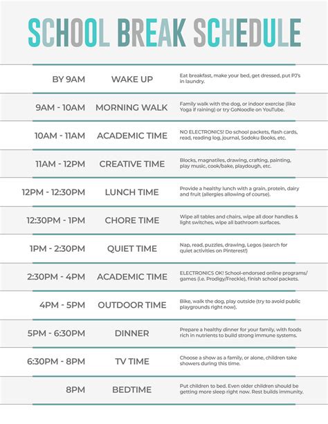 Free Teenager Daily Schedule Template